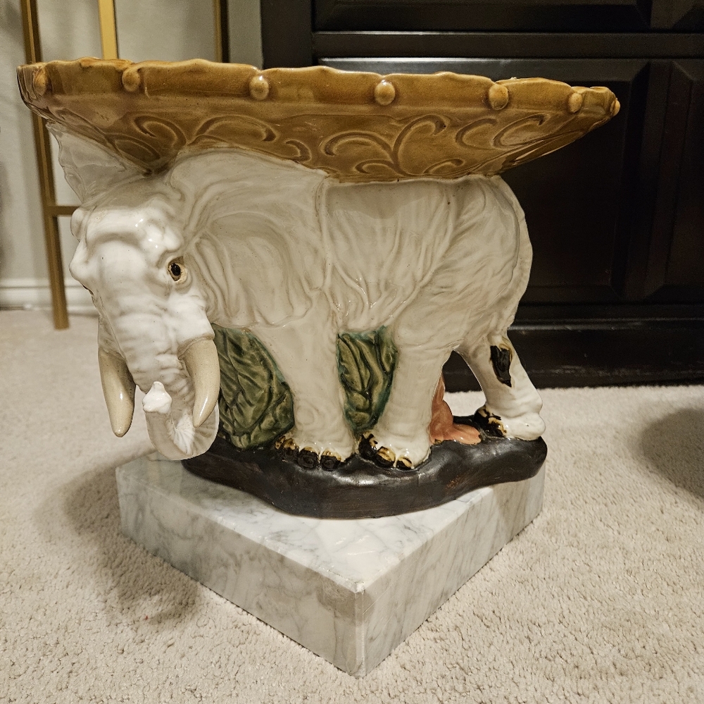 Vintage Italian Elephant Ceramic Pedestal